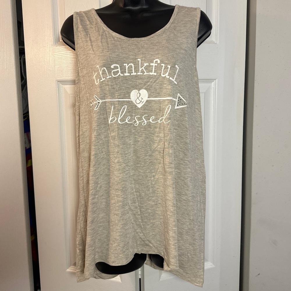 Attitude Not Included - *Plus Size* Thankful & Blessed gray tank top - Size 2X